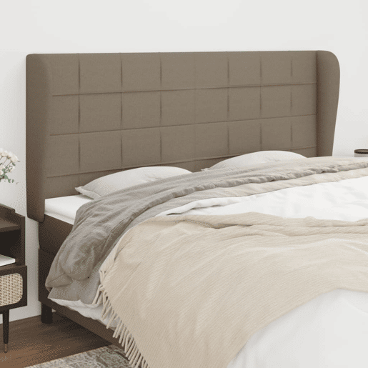 vidaXL Cabeceira cama abas tecido 203x23x118128 cm cinza-acastanhado vidaXL Cabeceira cama abas tecido 203x23x118128 cm cinza-acastanhado