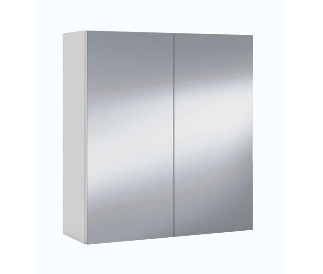 Pack 2 armarios de baño con espejo 3 puertas color blanco brillo aseo almacenaje 100x65x21 cm