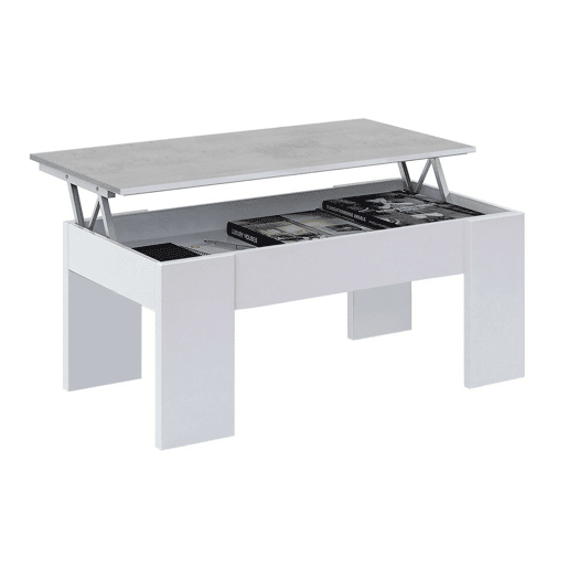 Pacote de móveis para sala de jantar cor cimento e branco Sala industrial (mesa de centro + aparador + mesa de jantar)