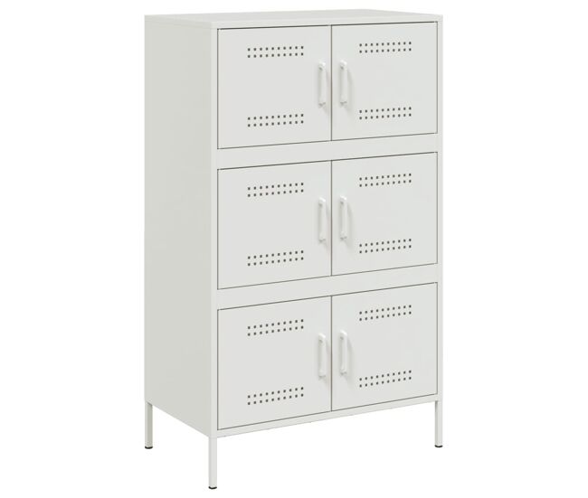 Vidaxl aparador de acero blanco 68x39x113 cm