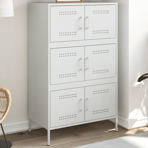 vidaXL Aparador alto 68x39x113 cm aço branco