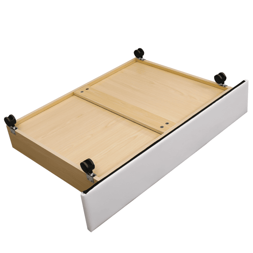 Cama de adulto estofada em imitação de pele - 160x200cm - com 2 gavetas - Branco