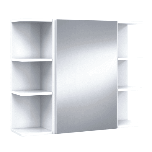 Pacote Armário com Espelho + 2 Espelhos Branco Brilhante Móveis de Armazenamento de Banheiro 65x80x21 cm