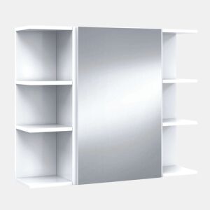 Pacote Armário com Espelho + 2 Espelhos Branco Brilhante Móveis de Armazenamento de Banheiro 65x80x21 cm