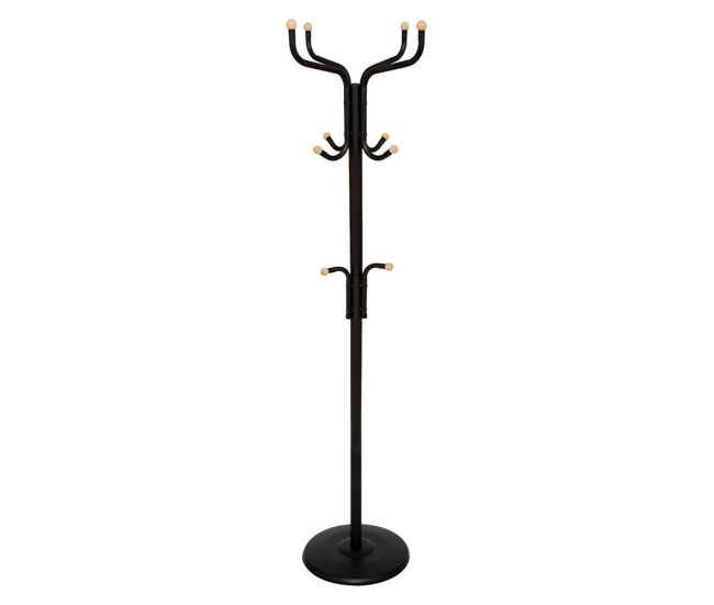 Perchero de pie recibidor con 11 ganchos moderno metal estilo industrial color negro 178 cm