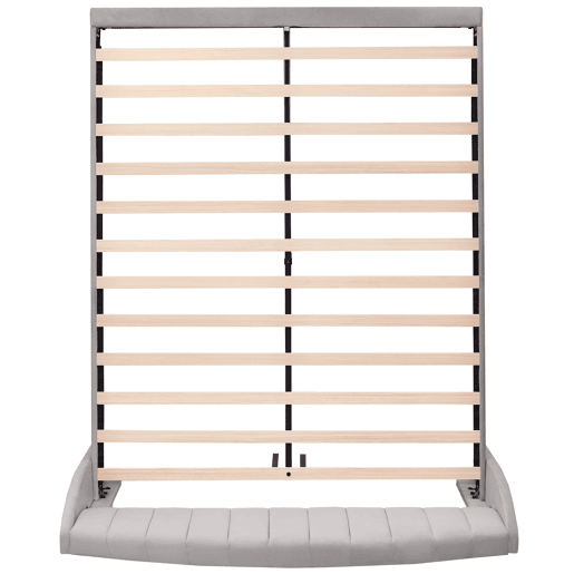 Cama estofada 160x200cm em veludo com estrado de ripas - Cinzento