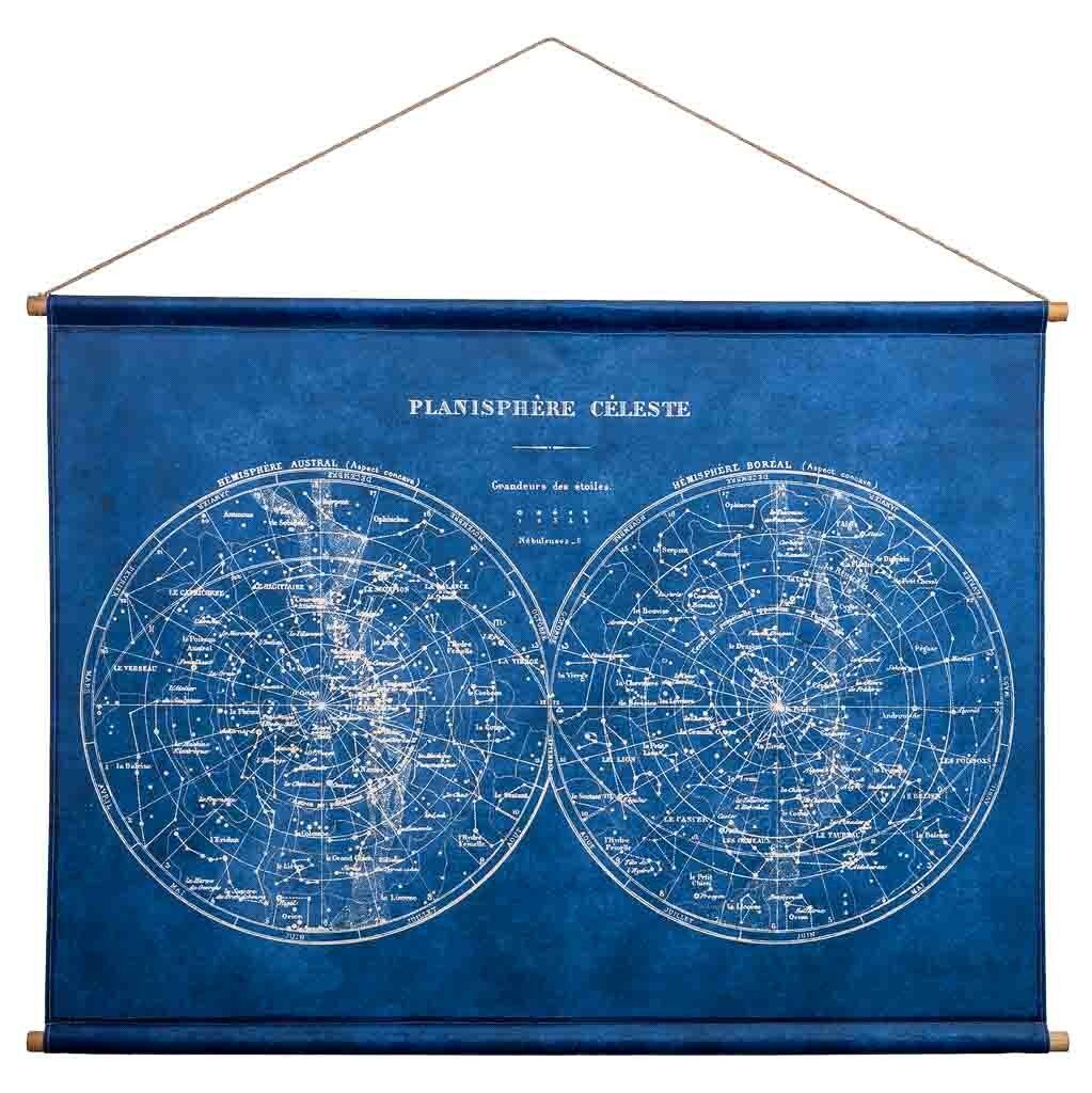 Lienzo pergamino de tela impresa azul 120x86x2,5h cm
