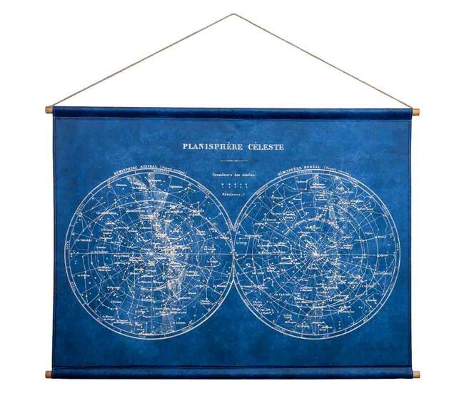 Lienzo pergamino de tela impresa azul 120x86x2,5h cm
