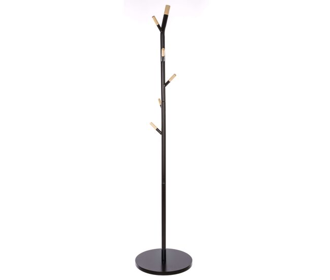 Perchero de pie metal color negro 6 colgadores 176 cm