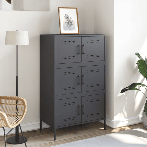 vidaXL Aparador alto 68x39x113 cm aço antracite