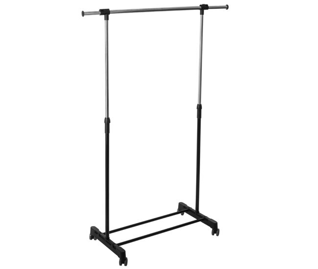 Perchero de ropa burro icare con ruedas extensible negro y gris 120 cm