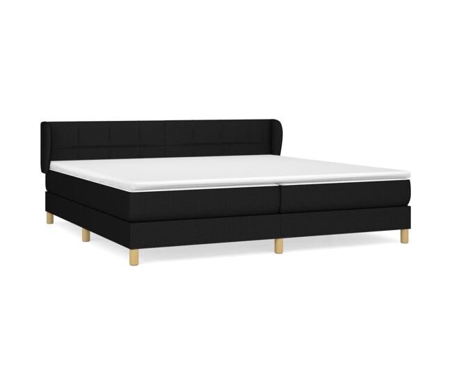 Cama box spring con colchón tela negro 200x200 cm bloques con cuadros
