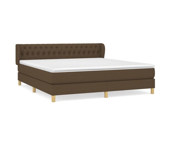 Cama box spring con colchón tela marrón oscuro 180x200 cm diseño de botones