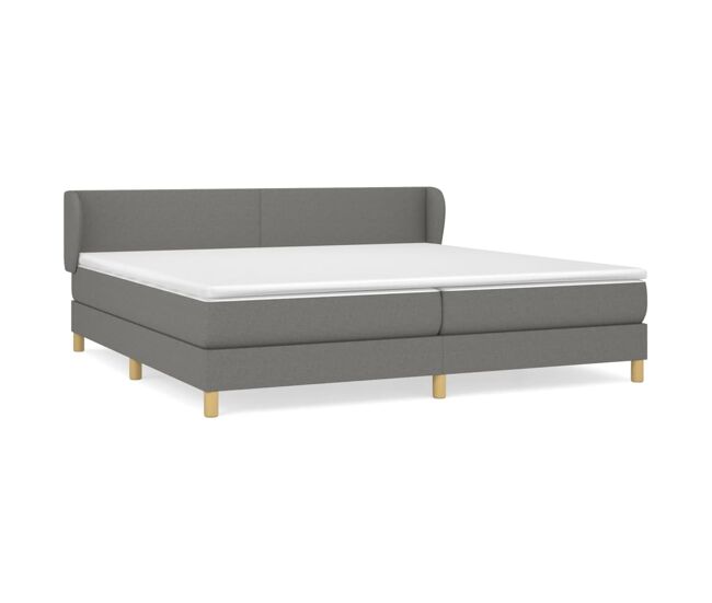 Cama box spring con colchón tela gris oscuro 200x200 cm diseño plano