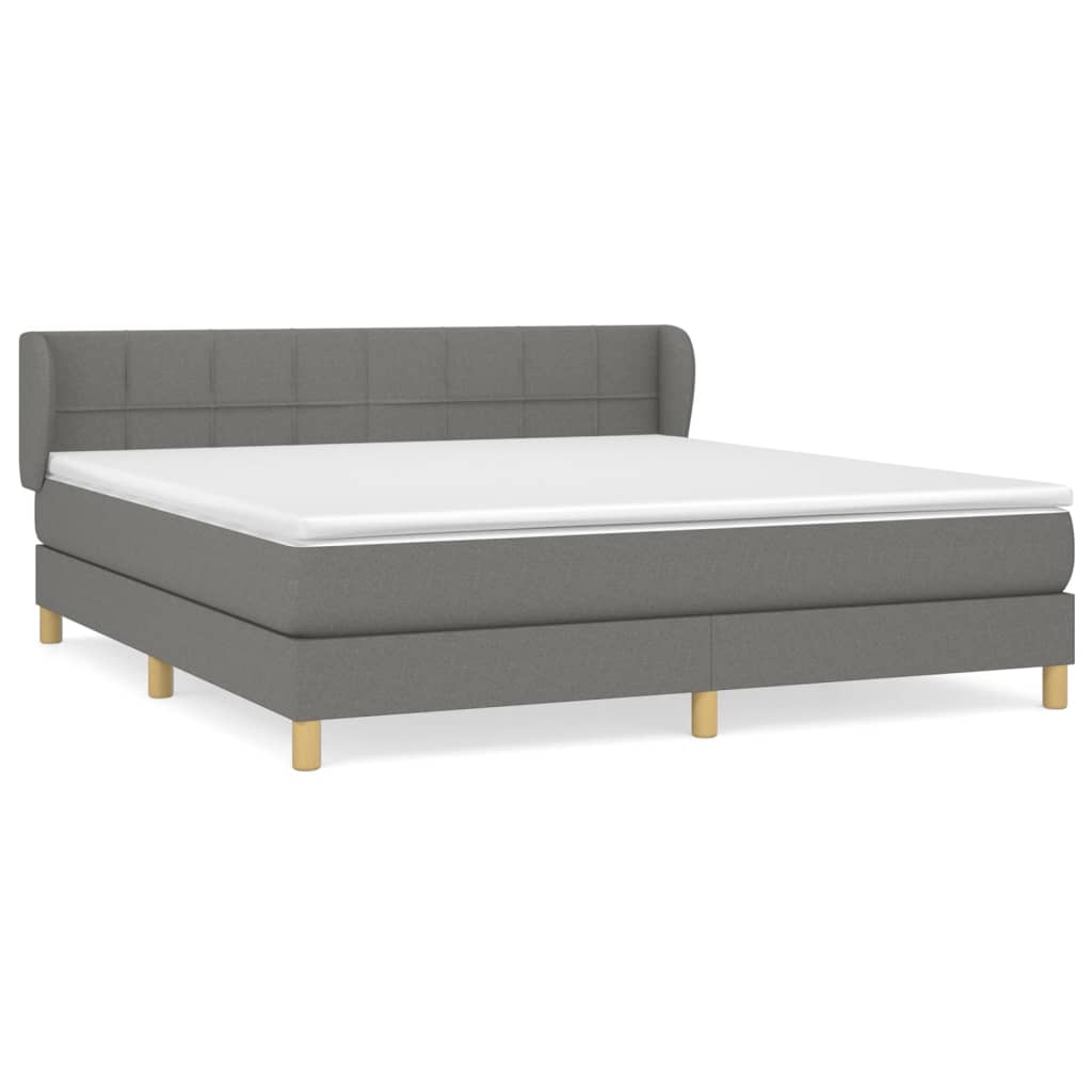 cama box spring con colchon tela gris oscuro 180x200 cm bloques con cuadros