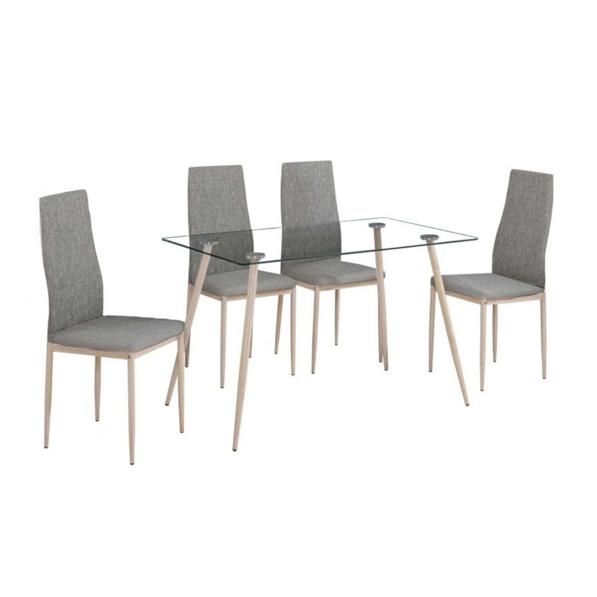 Mesa Cristal + 4 Sillas Comedor Salón Nórdico