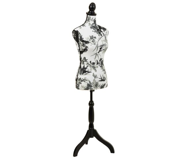 Maniquí de madera y espuma forrado de tela negro 24x37,5x168