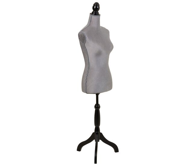 Maniquí de madera y espuma forrado de tela gris 24x37,5x168