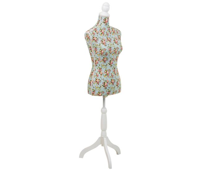 Maniquí de madera y espuma forrado de tela verde 24x37,5x168