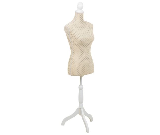 Maniquí de madera y espuma forrado de tela color crema 24x37,5x168