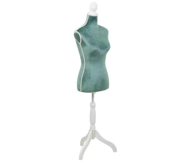 Maniquí de madera y espuma forrado de tela azul 24x37,5x168