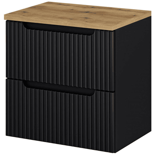 Móvel de casa de banho para lavatório Newport com 2 gavetas MDF 60x60x40 cm - PretoCarvalho