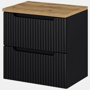 Móvel de casa de banho para lavatório Newport com 2 gavetas MDF 60x60x40 cm - PretoCarvalho