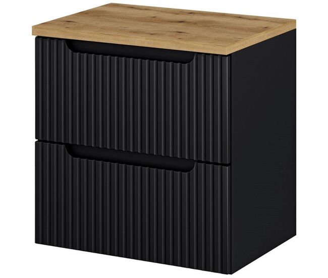 Mueble bajo lavabo newport de pared con 2 cajones mdf 60x60x40 cm - negro/roble