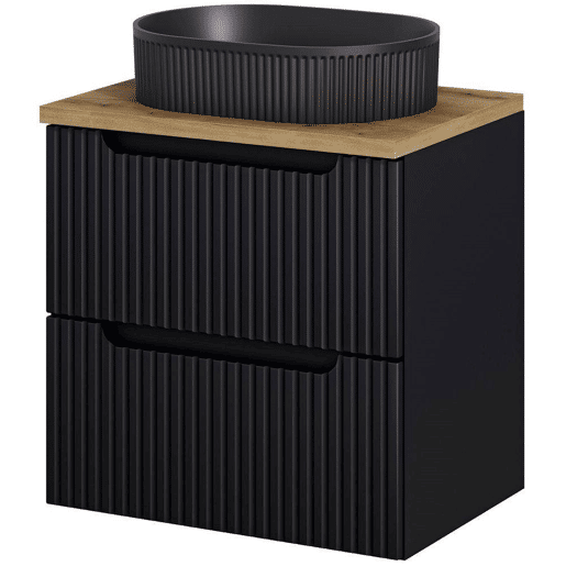 Móvel de casa de banho para lavatório Newport com 2 gavetas MDF 60x60x40 cm - PretoCarvalho