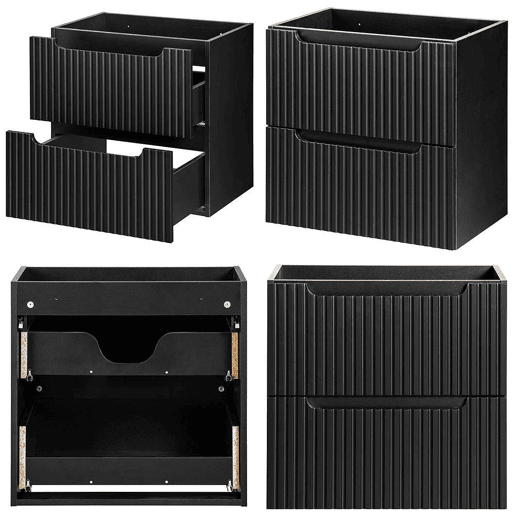 Móvel de casa de banho para lavatório Newport com 2 gavetas MDF 60x60x40 cm - Preto