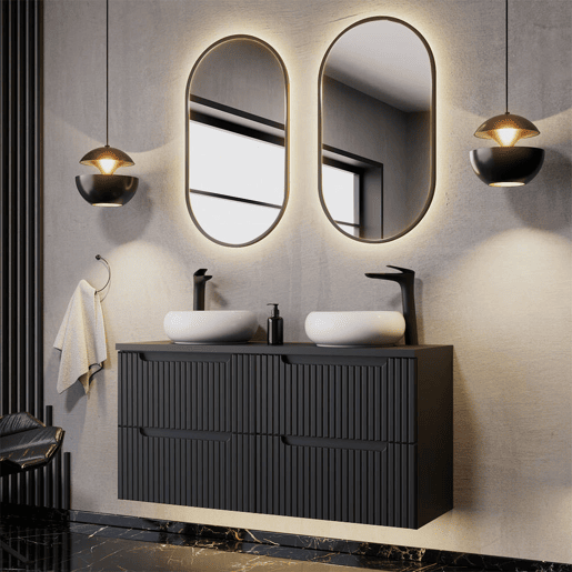 Móvel de casa de banho para lavatório Newport com 2 gavetas MDF 50x60x40 cm - Preto