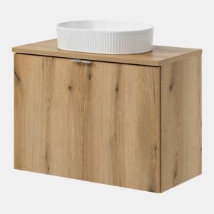 Móvel de casa de banho Newport com lavatório em cerâmica e 2 portas 80x71x40 cm - efeito carvalho en.casa