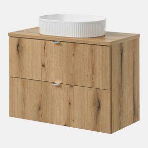 Móvel de casa de banho Newport com lavatório em cerâmica e 2 gavetas 80x71x40 cm - Carvalho