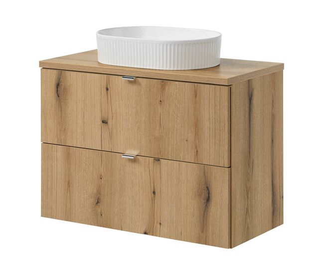 Mueble bajo 'newport' con lavabo de cerámica y 2 cajones 80x71x40 cm - roble