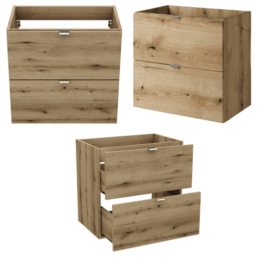 Conjunto de móveis de casa de banho 'Newport' 4 peças com lavatório de 60 cm - Carvalho
