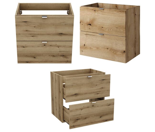 Juego de muebles de baño 'newport' 4pza con lavabo de 60 cm - roble