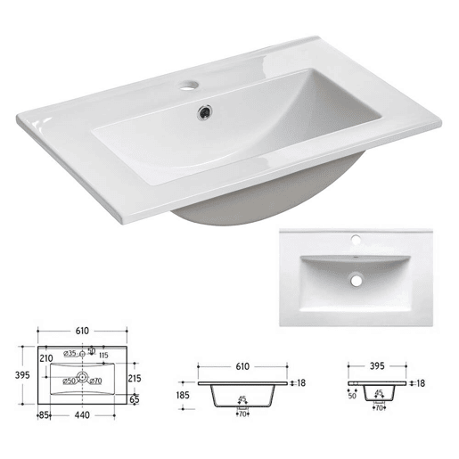 Conjunto de móveis de casa de banho 'Newport' 4 peças com lavatório de 60 cm - Carvalho