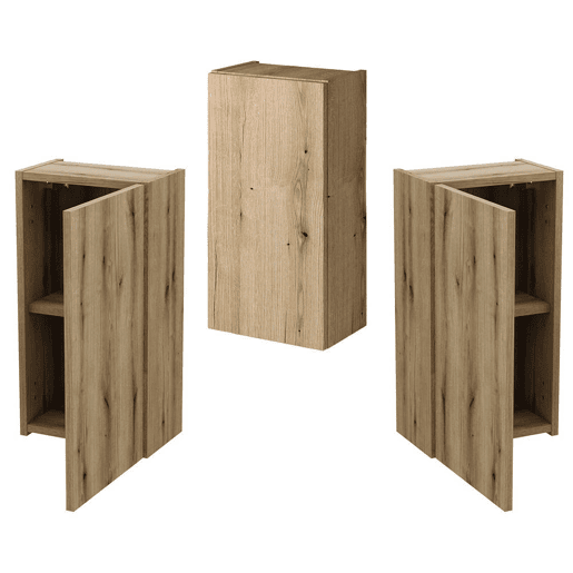 Conjunto de móveis de casa de banho 'Newport' 4 peças com lavatório de 60 cm - Carvalho
