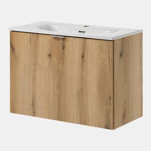 Móvel de casa de banho Newport com lavatório e 2 portas 80x57x39cm- Efeito carvalho en.casa