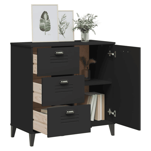 vidaXL Aparador VIKEN 80x40x80 cm derivados de madeira preto