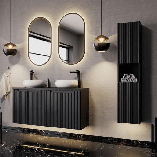Móvel de casa de banho para lavatório Newport com 4 portas 160x60x40 cm - Preto en.casa