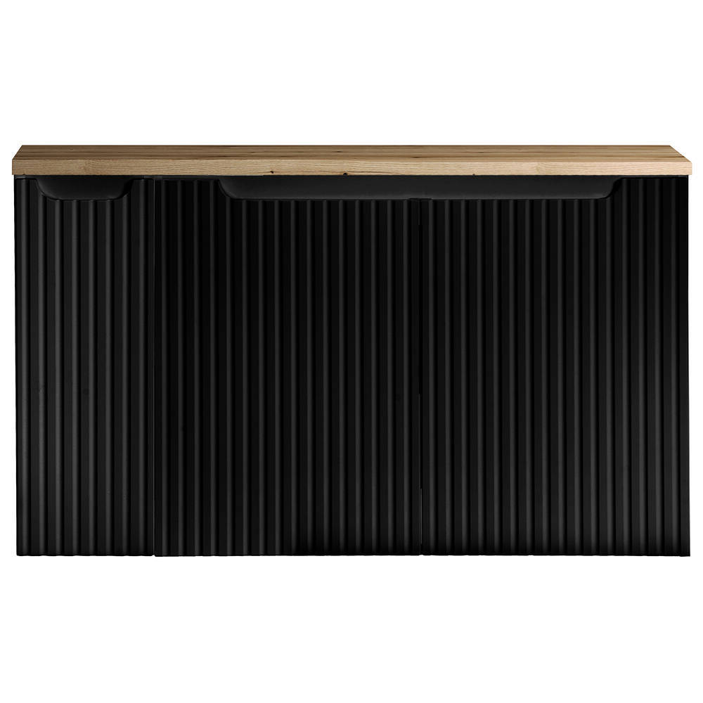 Mueble de baño bajo lavabo newport con 3 puertas 100x60x40 cm - negro/efecto roble [en.casa]