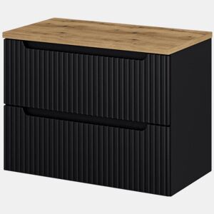 Móvel de casa de banho para lavatório Newport com 2 gavetas MDF 80x60x40 cm - PretoCarvalho