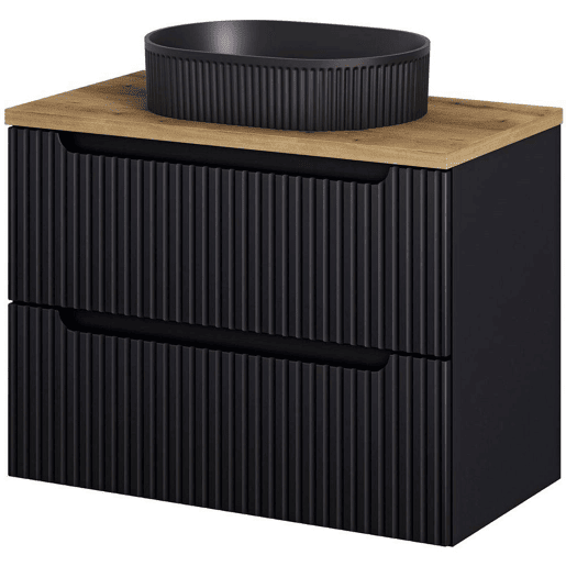 Móvel de casa de banho para lavatório Newport com 2 gavetas MDF 80x60x40 cm - PretoCarvalho