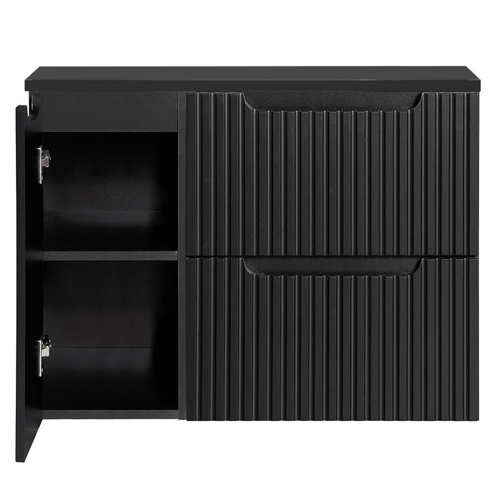 Mueble bajo lavabo newport mural con 2 cajones mdf 80x60x40 cm - negro