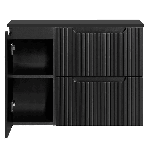 Móvel de casa de banho para lavatório Newport com 2 gavetas MDF 80x60x40 cm - Preto