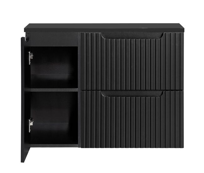 Mueble bajo lavabo newport mural con 2 cajones mdf 80x60x40 cm - negro