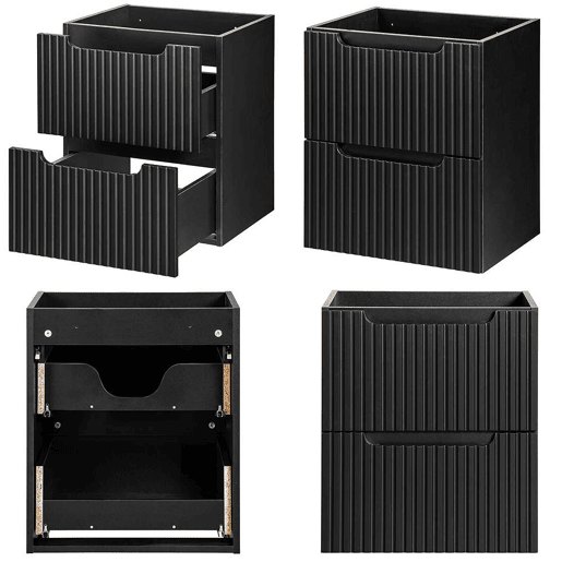 Móvel de casa de banho para lavatório Newport com 2 gavetas MDF 80x60x40 cm - Preto