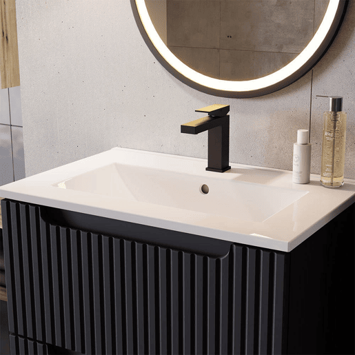 Móvel de casa de banho Newport com lavatório e 2 portas 50x57x39cm - Preto en.casa