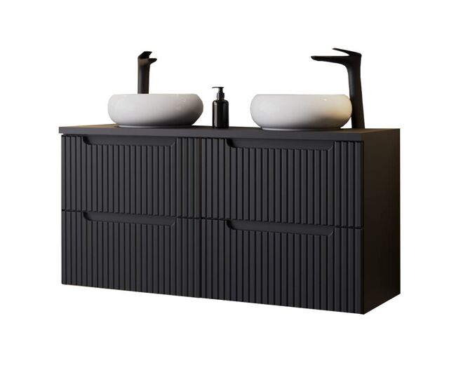 Mueble de baño con doble lavabo newport con 4 cajones mdf / cerámica 120 x 72 x 40 cm - negro